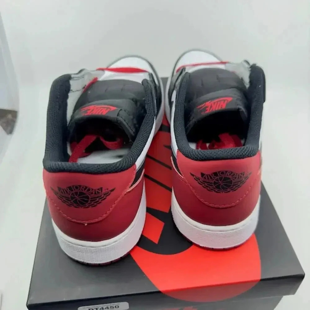NEW Air Jordan 1 Retro Low OG GS Sneakers CZ0858-106 White Red Black Kids 7Y - Picture 4 of 8